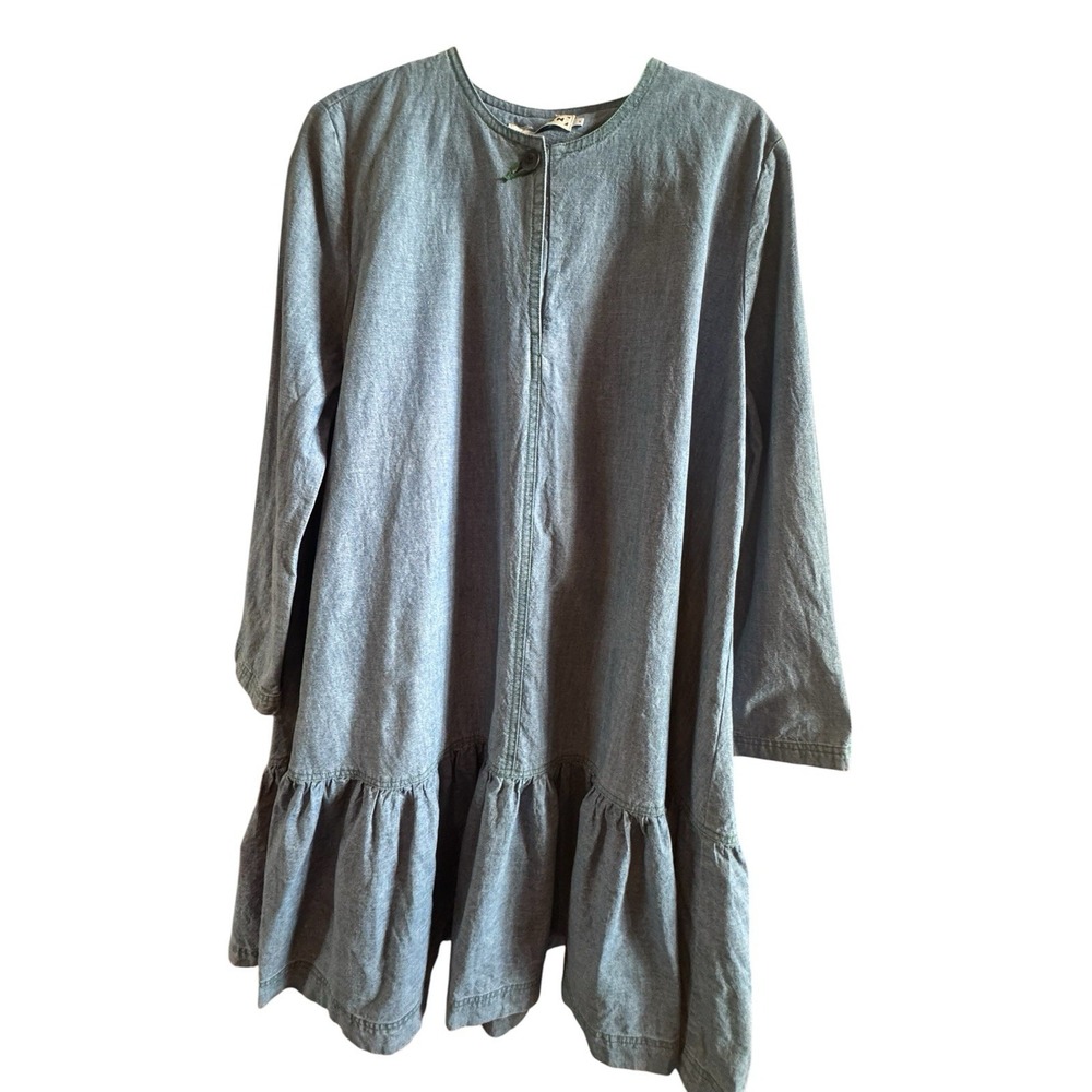 Carleen Light Wash M Denim Women's Lagen Look Short Dress Ruffled Dropped Waist